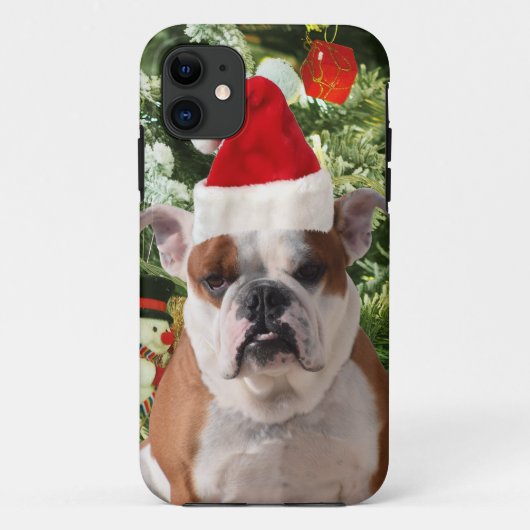 Santa Hat Bulldog Kerstboom Sneeuwman Gift Box Case-Mate iPhone Case (Achterkant)