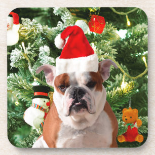 Santa Hat Bulldog Kerstboom Sneeuwman Gift Box Onderzetter