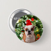 Santa Hat Bulldog Kerstboom Sneeuwman Gift Box Ronde Button 5,7 Cm (Voorkant /achterkant)