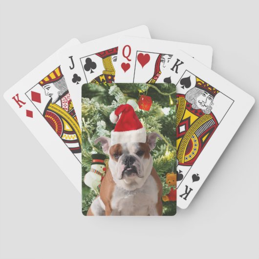 Santa Hat Bulldog Kerstboom Sneeuwman Gift Box Speelkaarten (Achterkant)