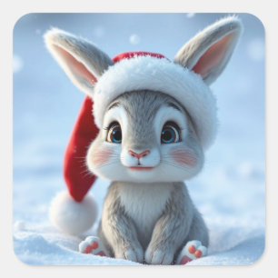 Santa Hat Bunny Stickers