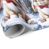 Santa Hat Bunny Wrapping Paper Cadeaupapier (Rol Hoek)