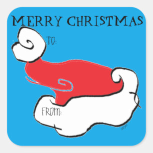 Santa Hat Cadeaulabel Vierkante Sticker