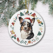 Santa Hat Cardigan Welsh Corgi Kerstkrans Keramisch Ornament