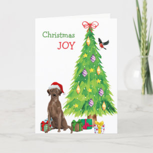 Santa Hat Chocolate Lab Puppy and Kerstmis Feestdagen Kaart