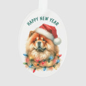 Santa Hat Chow Chow Chien en vacances chaîne de lu (dos)