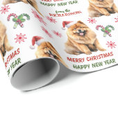 Santa Hat Chow Chow Dog Kerstmis Cadeaupapier (Rol Hoek)