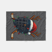 Santa Hat Christmas Ice Hockey Helmet Player Reind Fleece Deken (Voorkant (Horizontaal))