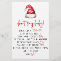 Santa Hat Christmas Niet Say Baby shower Spel