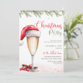 Santa Hat Cocktail Christmas Party  Kaart (Staand voorkant)