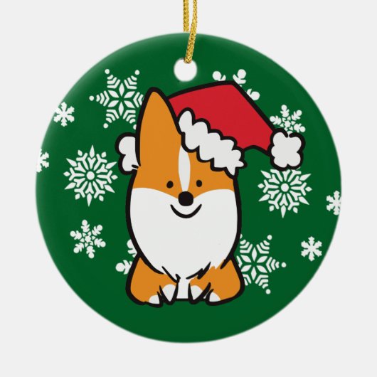 Santa Hat Corgi Ornament | CorgiDingen (Voorkant)