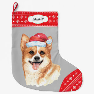 Santa Hat Corgie Snowflake Border Grote Kerstsok