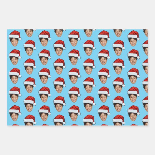 Santa Hat Custom Face Photo Christmas Gift Inpakpapier Vel (Voorkant 2)