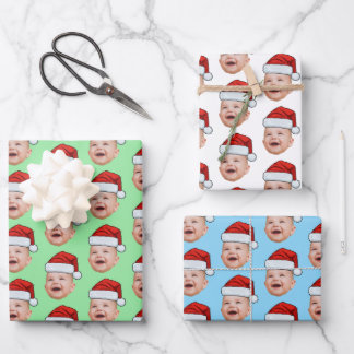 Santa Hat Custom Face Photo Christmas Inpakpapier Vel