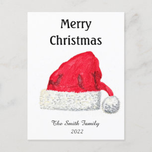 Santa Hat Cute Winter Kerstretro Briefkaart