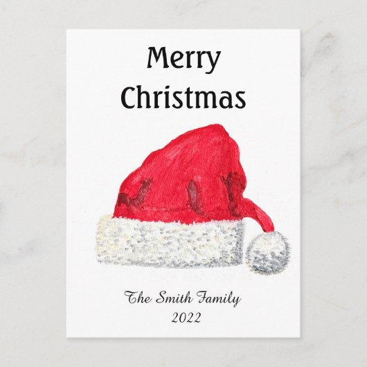 Santa Hat Cute Winter Kerstretro  Briefkaart (Voorkant)