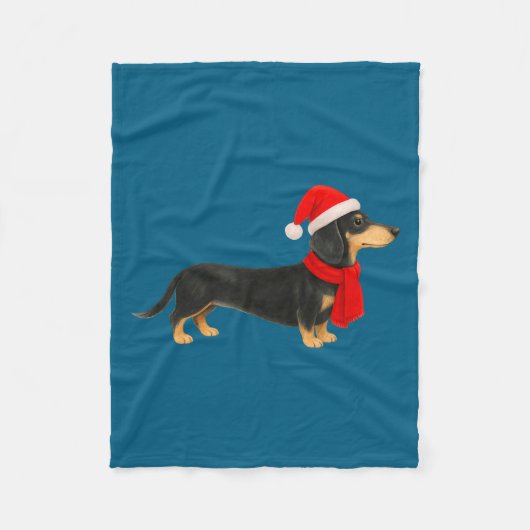 Santa Hat Dachshund Christmas Funny Cute Dog Mom  Fleece Deken (Voorkant)