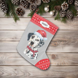 Santa Hat Dalmatian Snowflake Border Grote Kerstsok