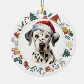 Santa Hat Dalmatische Hond Kerstmis Afbeeldingen K Keramisch Ornament (Voorkant)