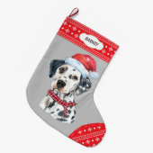 Santa Hat Dalmatische Sneeuwvlok Grens Grote Kerstsok (Voorkant (Hangend))