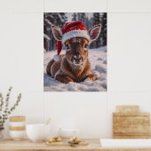 Santa Hat Deer Poster (Keuken)