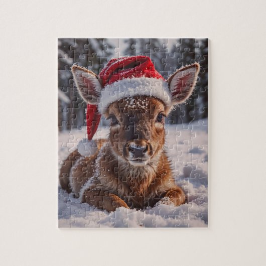 Santa Hat Deer Puzzel (Verticaal)