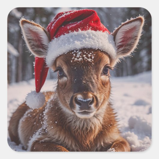 Santa Hat Deer Stickers (Voorkant)