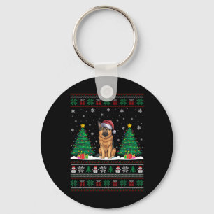 Santa Hat Duitse herder hond Xmas Tree Lights Ugl Sleutelhanger