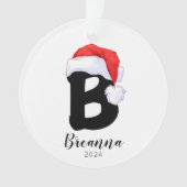 Santa Hat Eenvoudige letter B Kerst Ornament (voorkant)