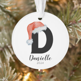 Santa Hat Eenvoudige  letter D Kerst Ornament
