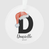 Santa Hat Eenvoudige letter D Kerst Ornament (voorkant)