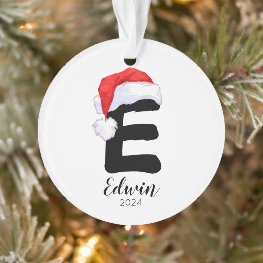 Santa Hat Eenvoudige  letter E Kerst Ornament (Boom)