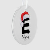 Santa Hat Eenvoudige  letter E Kerst Ornament (voorkant)