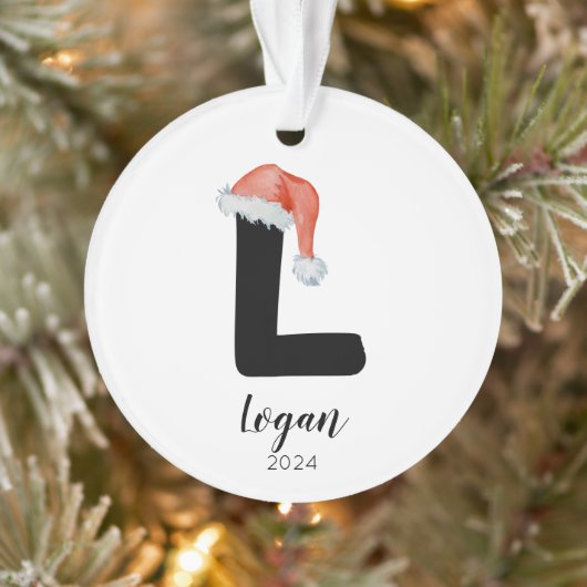 Santa Hat Eenvoudige  letter L Kerst Ornament (Boom)