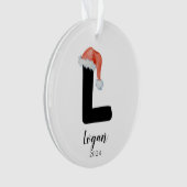 Santa Hat Eenvoudige  letter L Kerst Ornament (voorkant)