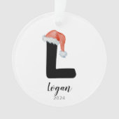 Santa Hat Eenvoudige  letter L Kerst Ornament (voorkant)