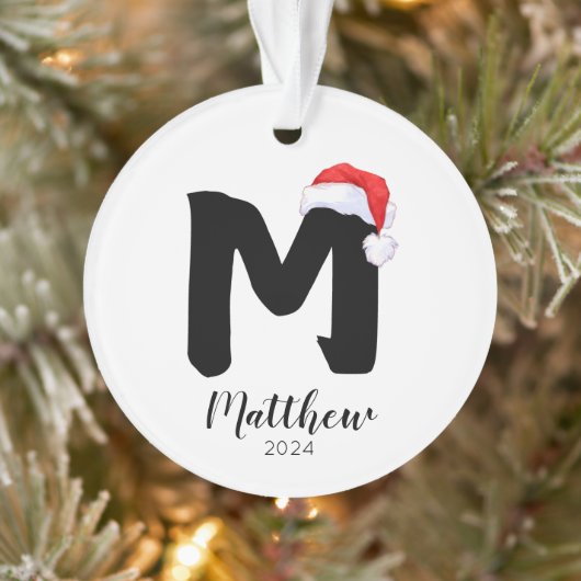 Santa Hat Eenvoudige  letter M Kerst Ornament (Boom)