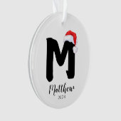 Santa Hat Eenvoudige  letter M Kerst Ornament (voorkant)