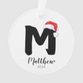 Santa Hat Eenvoudige  letter M Kerst Ornament (voorkant)