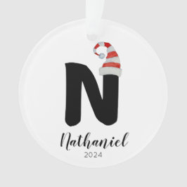 Santa Hat Eenvoudige  letter N Kerst Ornament