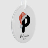 Santa Hat Eenvoudige letter P Kerst Ornament (voorkant)