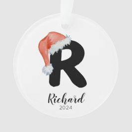 Santa Hat Eenvoudige  letter R Kerst Ornament