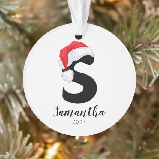 Santa Hat Eenvoudige  letter S Kerst Ornament (Boom)