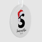 Santa Hat Eenvoudige  letter S Kerst Ornament (voorkant)