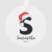 Santa Hat Eenvoudige  letter S Kerst Ornament (voorkant)