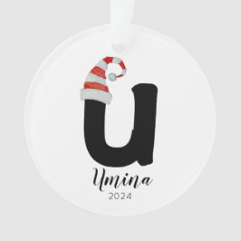 Santa Hat Eenvoudige  letter U Kerst Ornament
