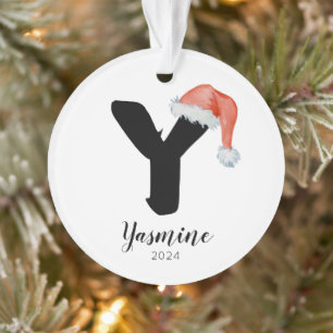 Santa Hat Eenvoudige  letter Y Kerst Ornament