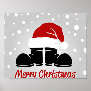 Santa hat en bootsb poster