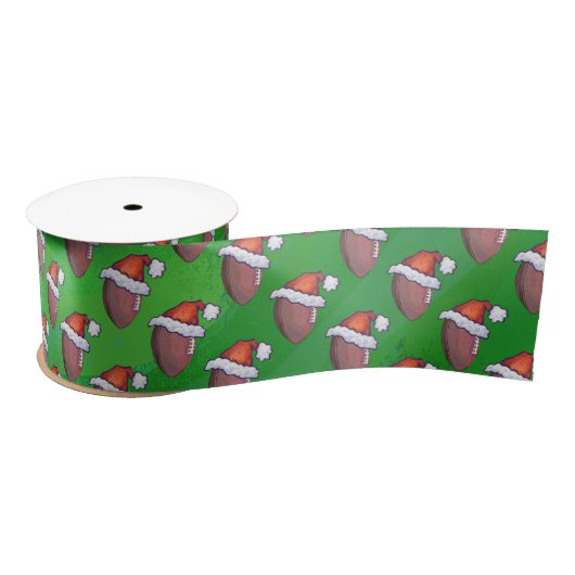 Santa Hat Football op groen Lint (Spoel)