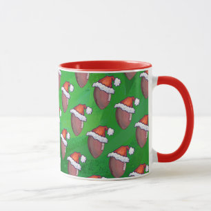 Santa Hat Football op groen Mok